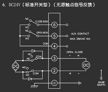 ＤＣ24Ｖ標(biāo)準(zhǔn)開(kāi)關(guān)型<a href='http://m.whyhs.com/Product/diefa/diandongdiefa/' target='_blank'>電動(dòng)<a href='http://m.whyhs.com/Product/diefa/' target='_blank'>蝶閥</a></a>接線圖
